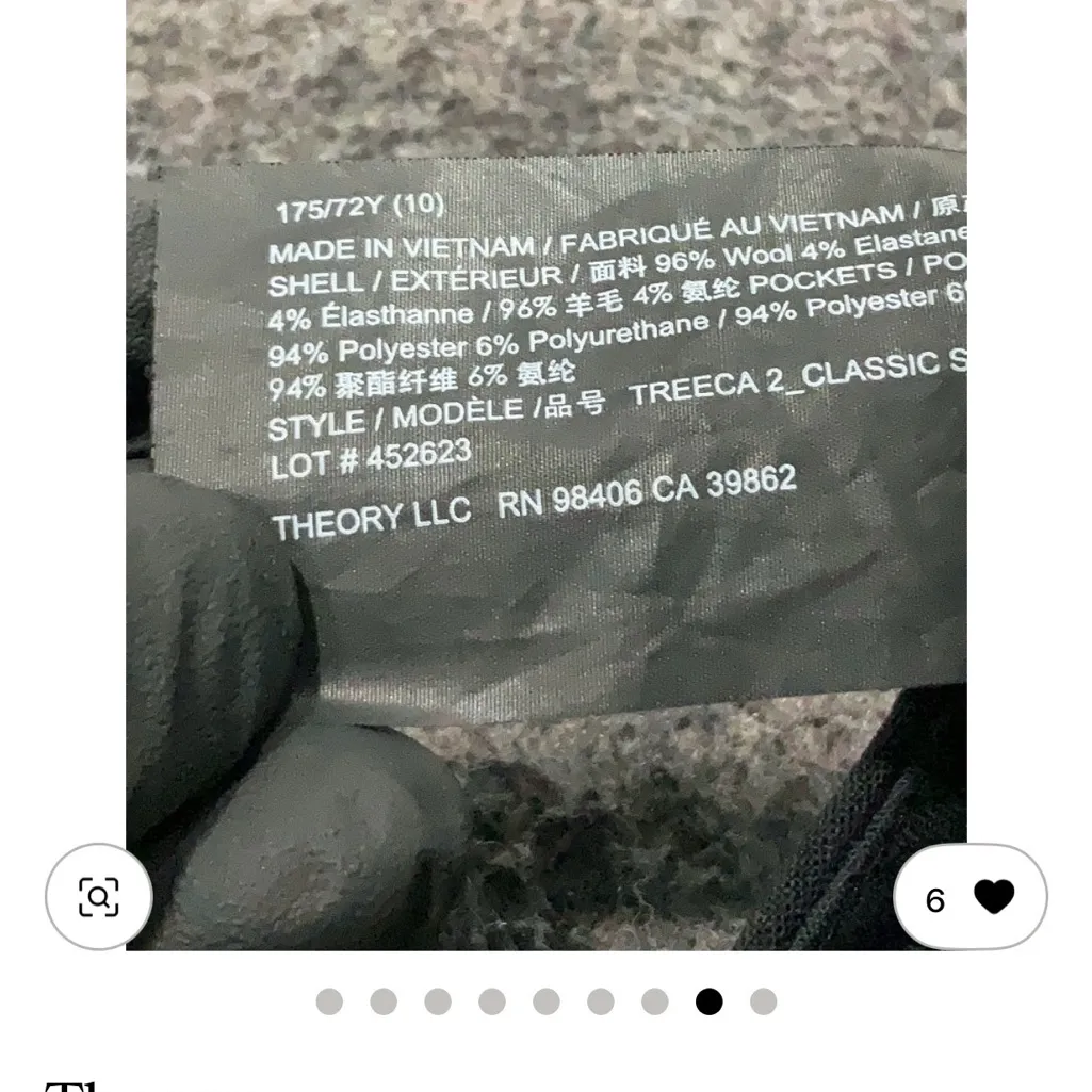 Theory Black Wool Slim-Fit Ankle Trousers Slacks Pants -Size 10 EUC - Image 3