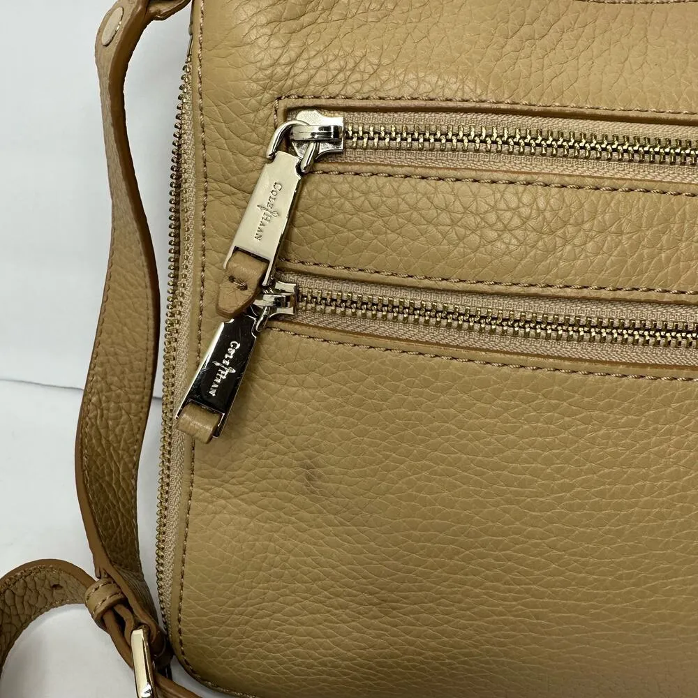 Cole Haan Womens Village Sheila Crossbody Pebble Grain Leather Bag Sandstone - Image 4
