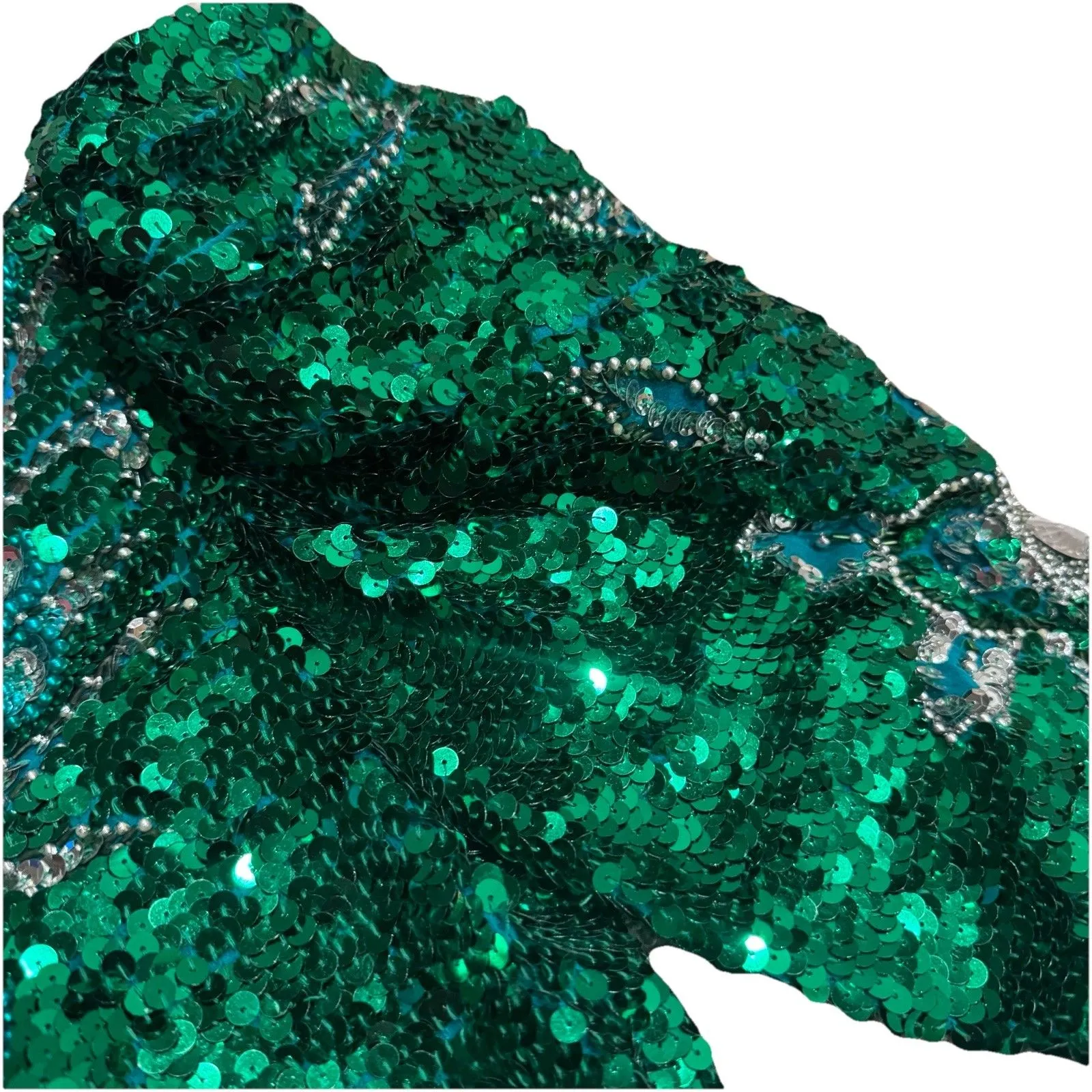 Sho Max VINTAGE 100% Pure Silk Sequin Dress Size Small Formal Green Gown Size M Size M - Image 11