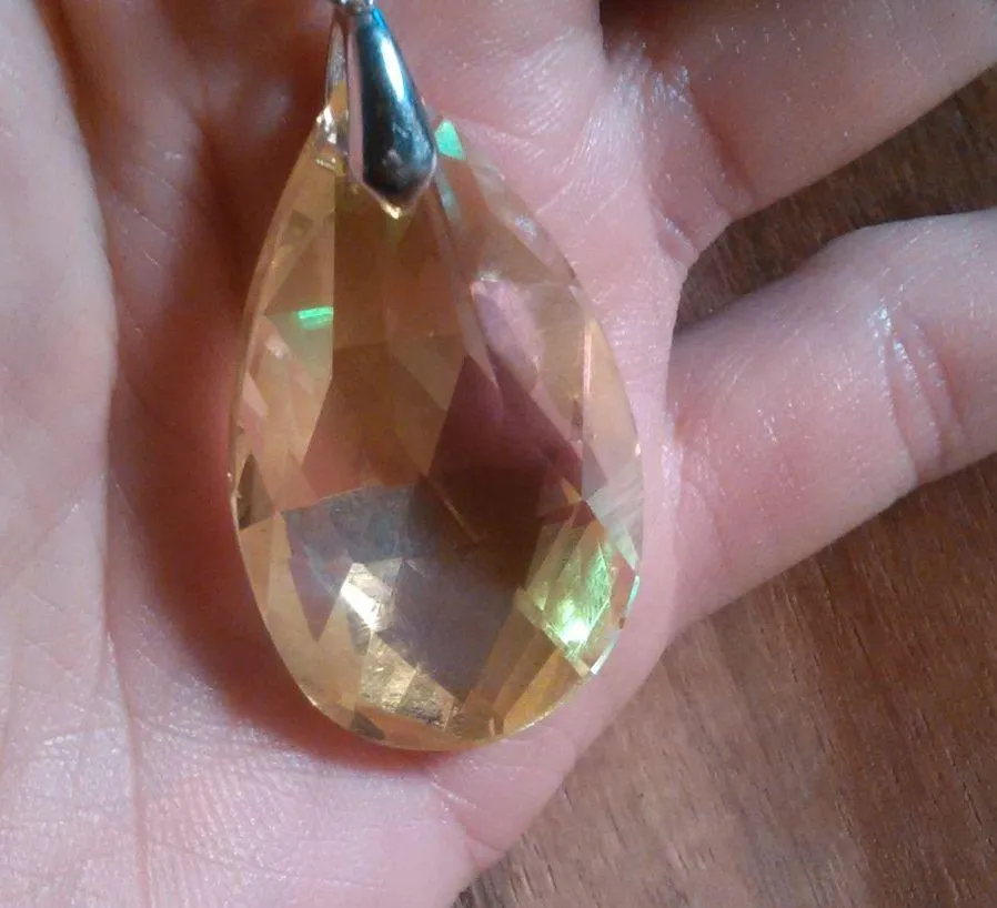 Simulated Yellow Topaz Sterling Silver Pendant With Stainless Steel Chain - Image 12