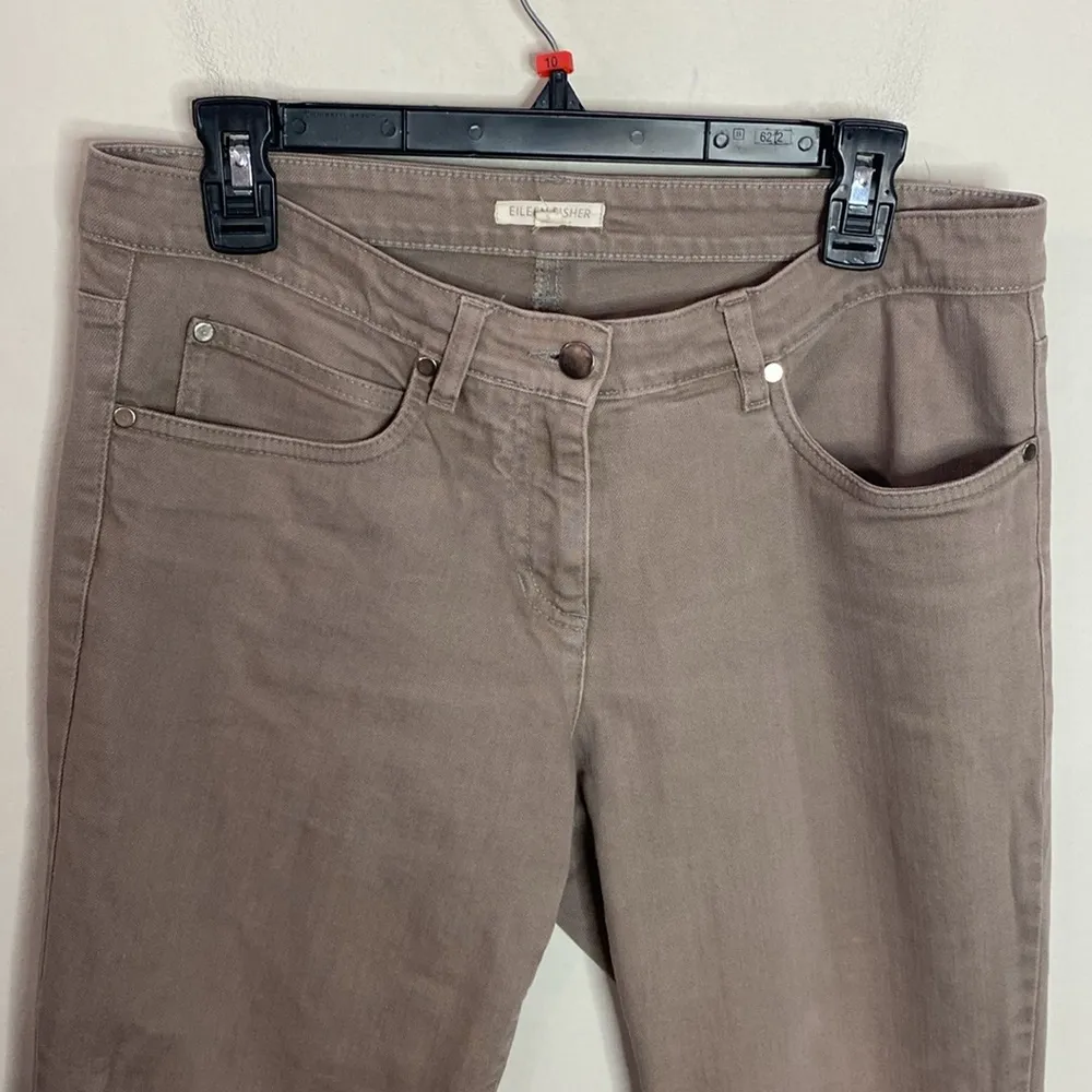 Eileen Fisher straight leg taupe organic cotton blend jeans size S - Image 3