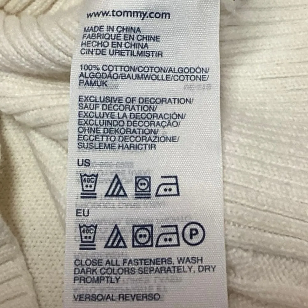 Tommy Hilfiger White Full Zip Knit Mock Neck Long Sleeve Sweater Jacket Top S - Image 5