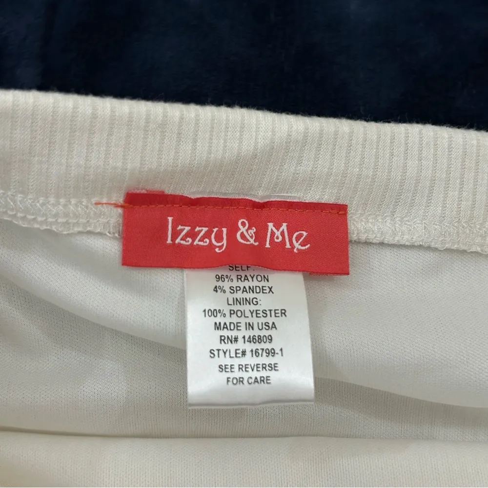 Izzy & Me White Ribbed Bodycon Midi Ruching Stretch Skirt Women’s L Waist 15” Size L - Image 4