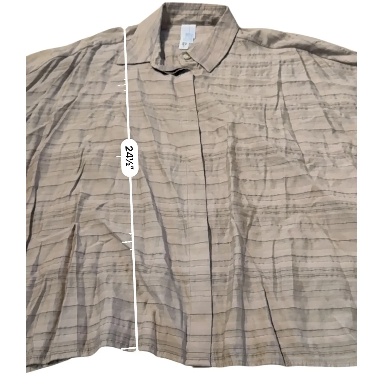 Wynne Layers Oversized Button Down Shirt Women's Medium Taupe Lagenlook Draped Tan - Image 5