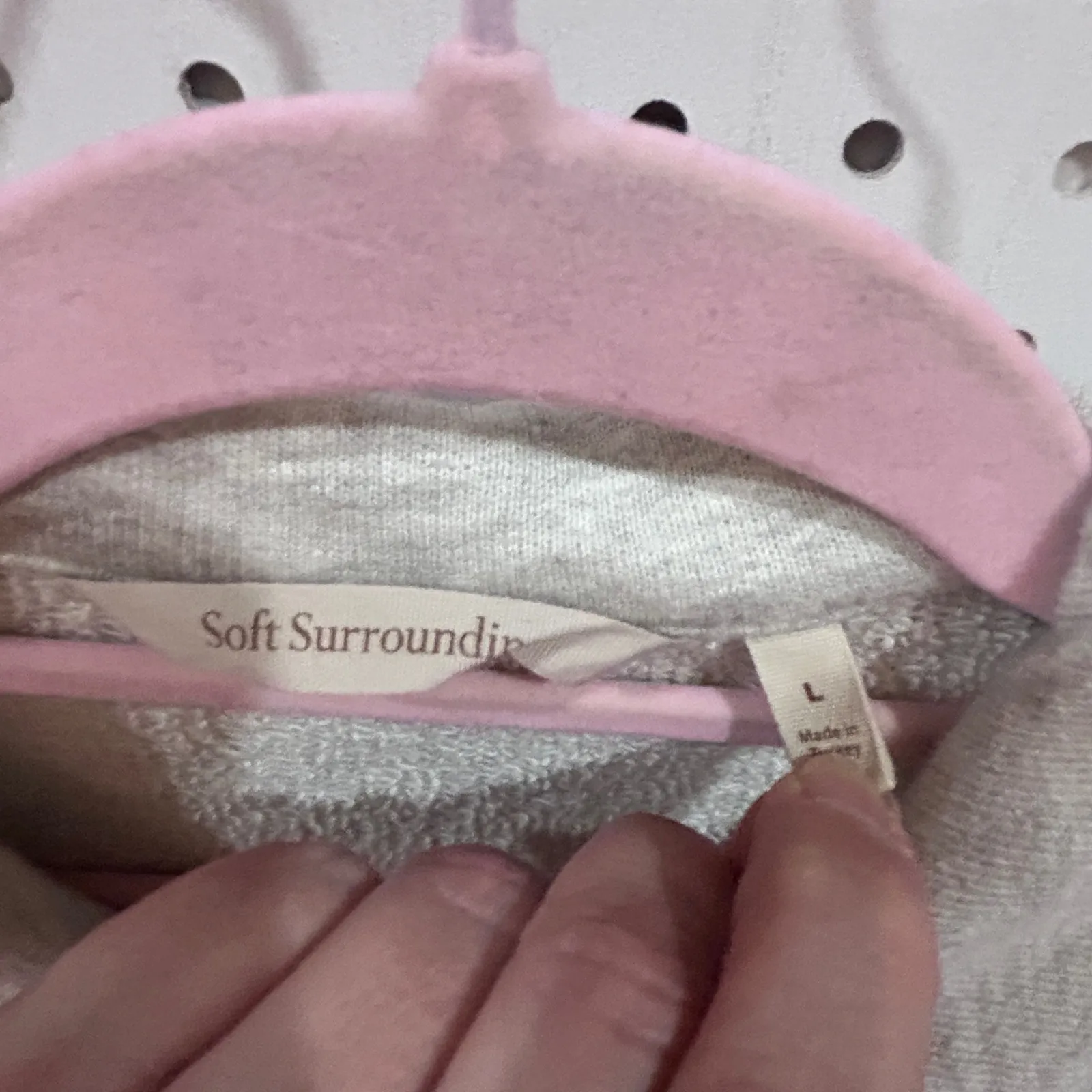 Soft Surroundings Gray Terry Cloth Button Front Shacket Oversized Shirt Jacket L - Image 3