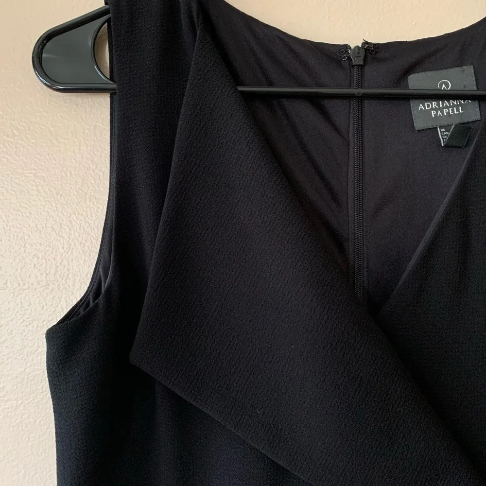 Adrianna Papell Black V-Neck Sleeveless Classic Midi Sheath Dress Size 6 - Image 6