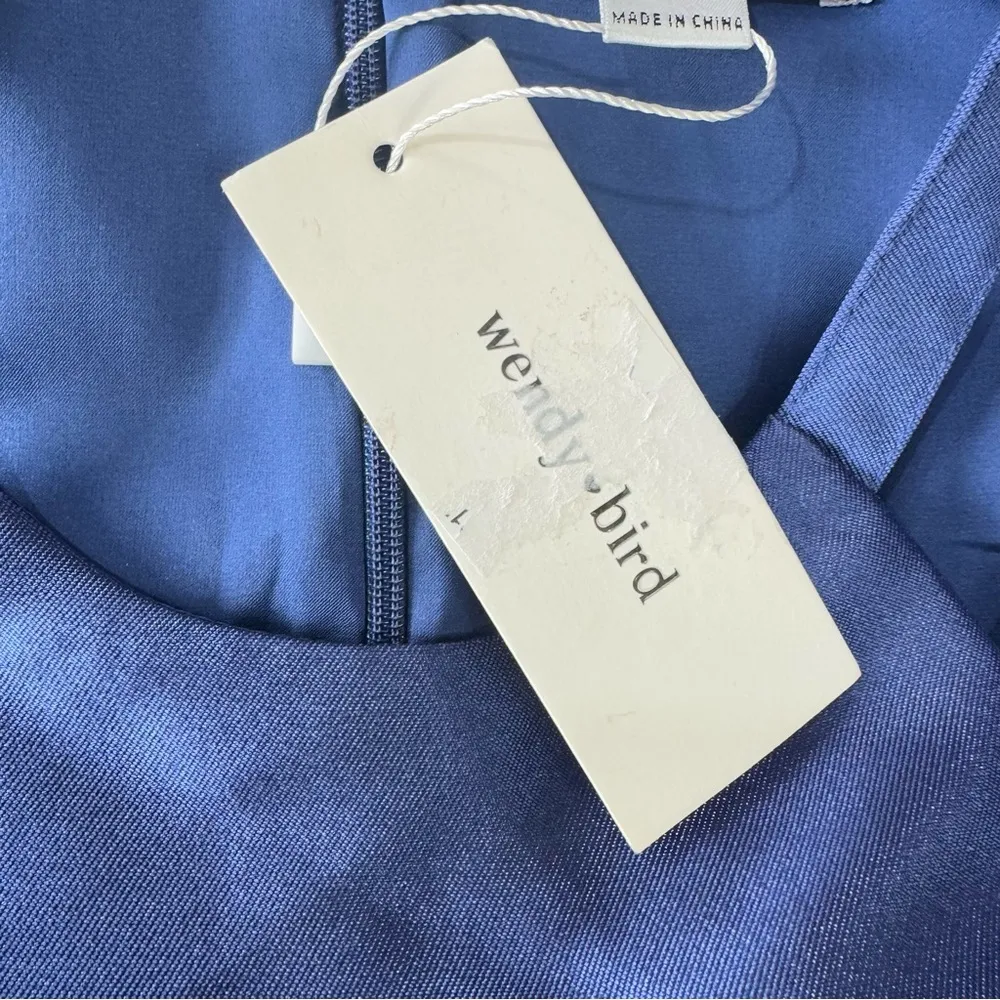 Wendy Bird Formal Party Dress Navy Blue Satin Halter Neckline Fit and Flare 2 - Image 12