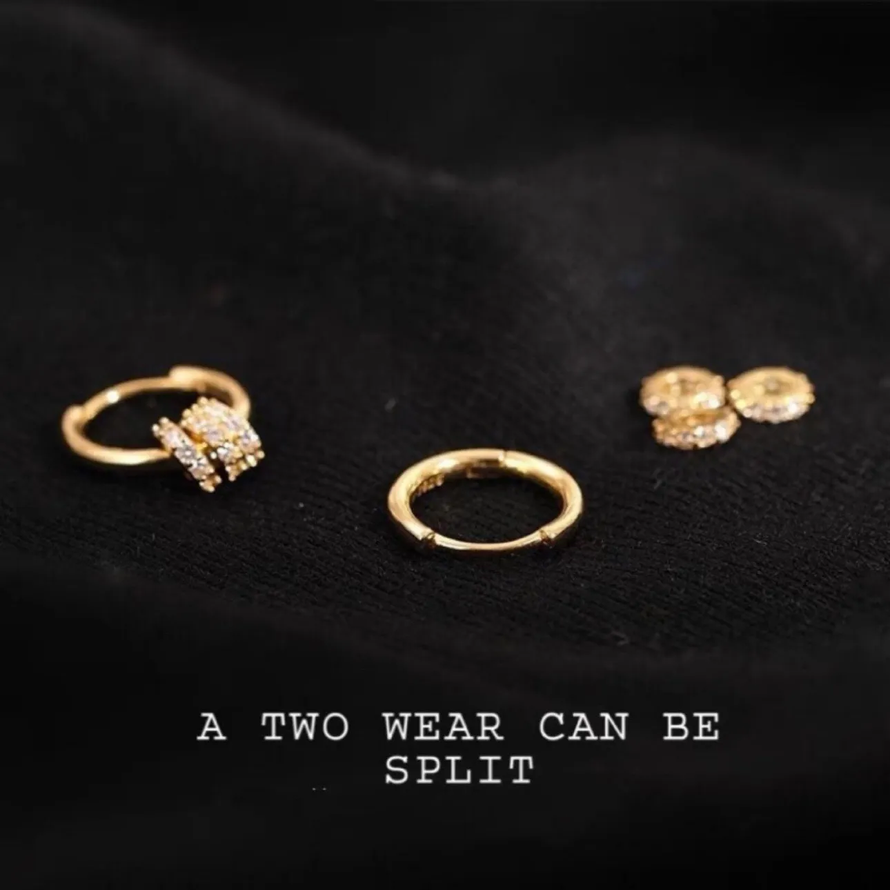 14K Gold Plated Three Rings Small Hoop Earrings for Women - Image 3