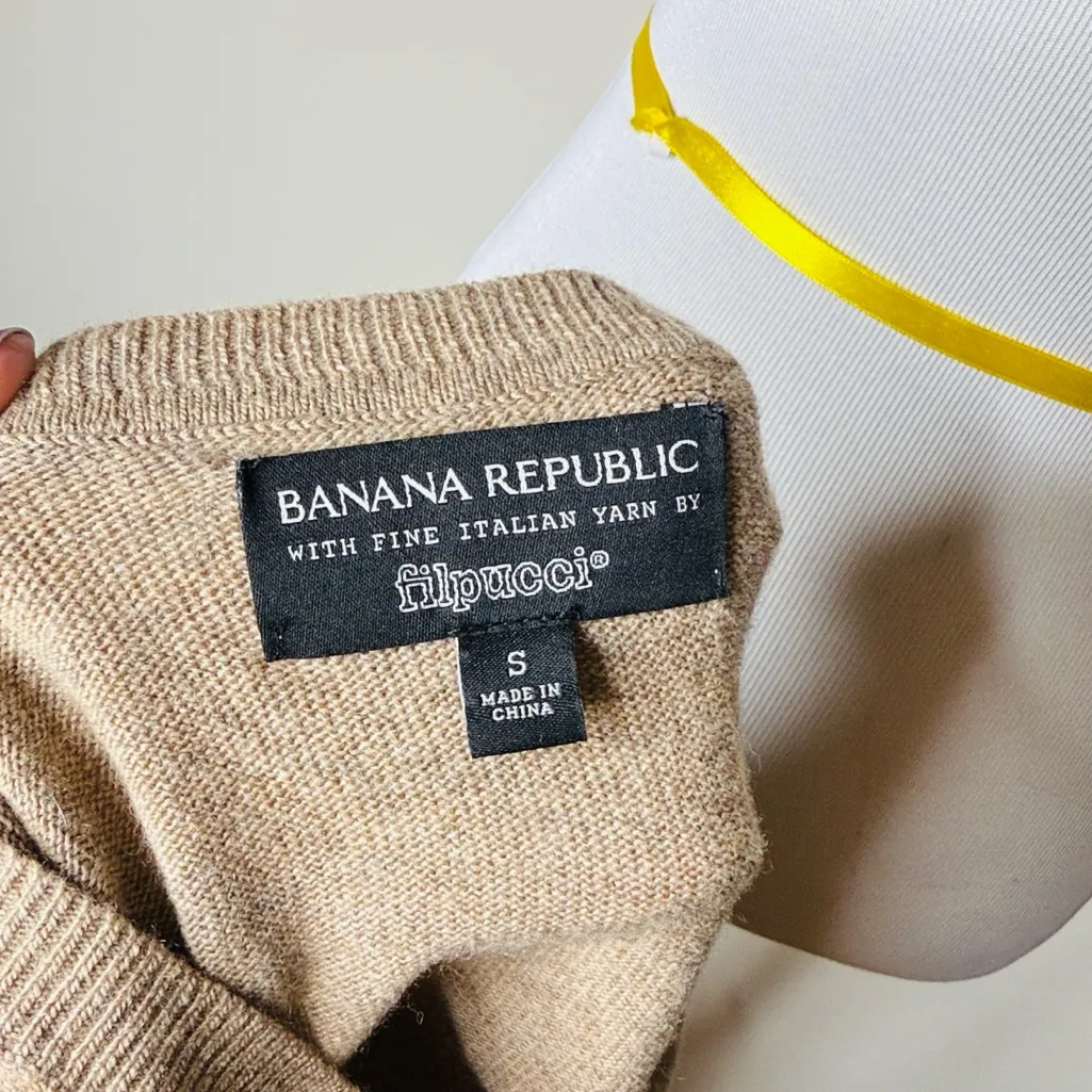 Banana Republic by Filpucci Tan Wool Crewneck Tie Cuff Sweater - Image 6