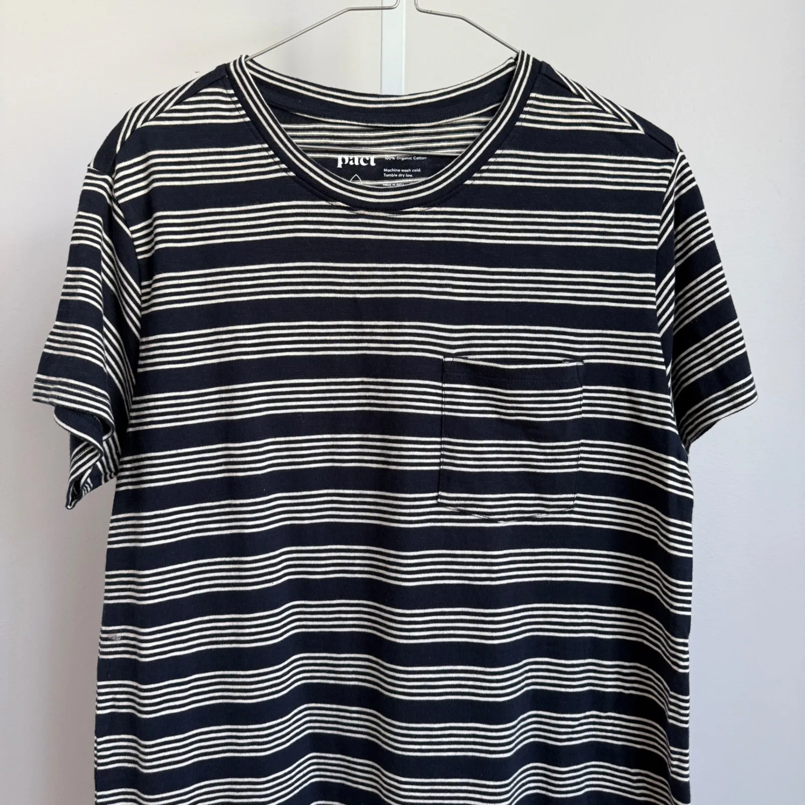 Pact Women's Striped Organic Cotton‎ T-Shirt Dress Casual Comfy Medium - Image 2