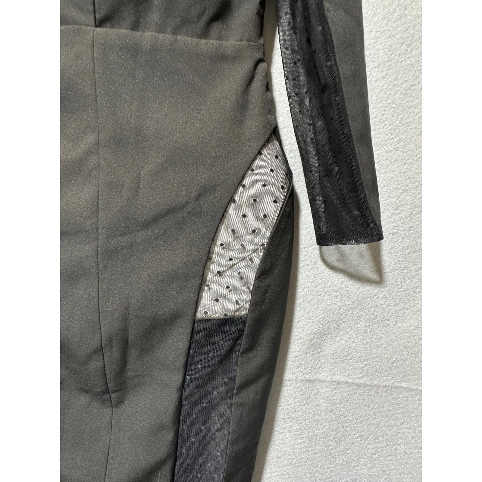 House of CB Black Nilda  Long Sleeve Sheer Panel Bodycon Midi Dress new size S - Image 10