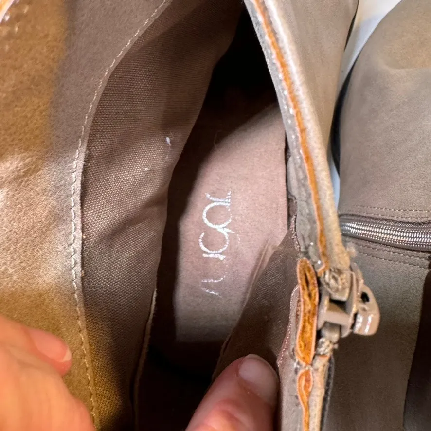 Sugar Ellie Taupe Block Heel Ankle Boots Women’s 9.5M Faux Leather Buckle Zip Brown Size 9.5 - Image 8