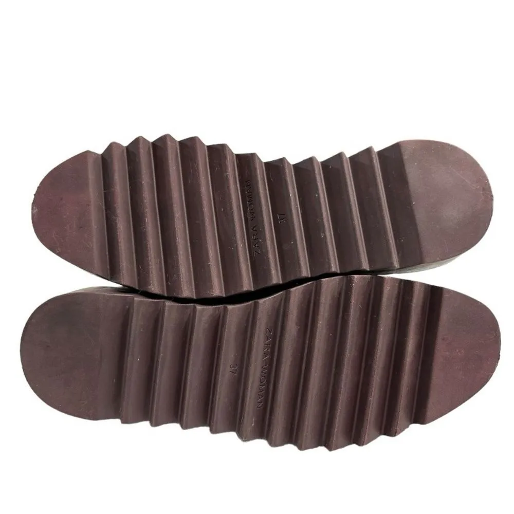 Zara Burgundy Patent Leather Platform Oxfords Women's Zara Size 37 US‎ Size 6.5 - Image 7