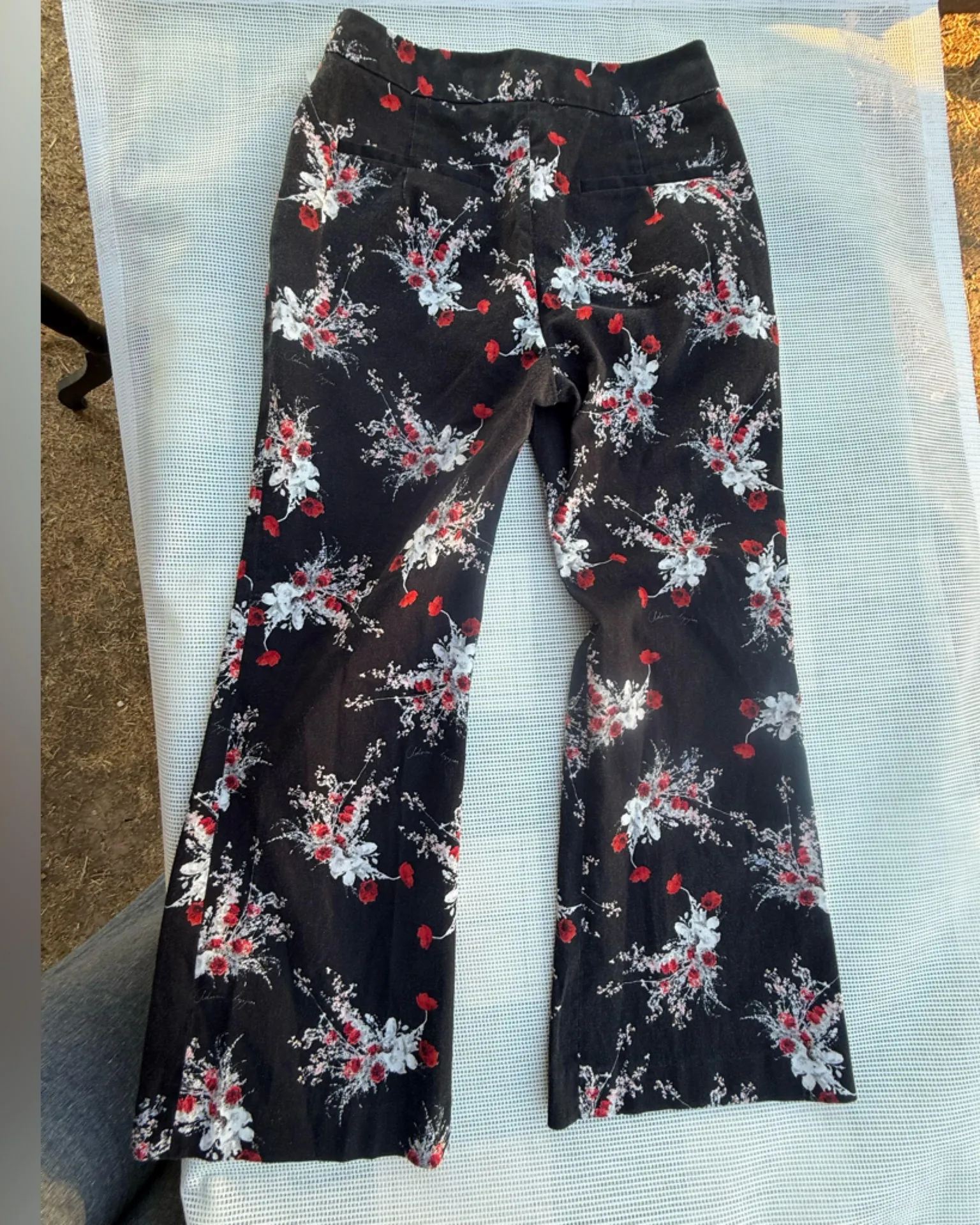 Adam Lippes WOMENS Black Floral Wide Leg Jeans size 2 - Image 9