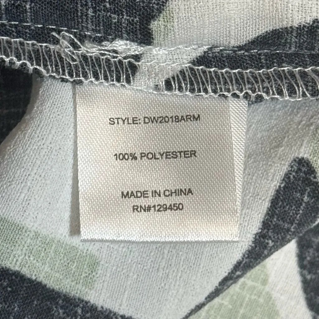 Fred David NWT  White Black Green Floral Leaf Adjustable Belted Dress Size Medium - Image 10