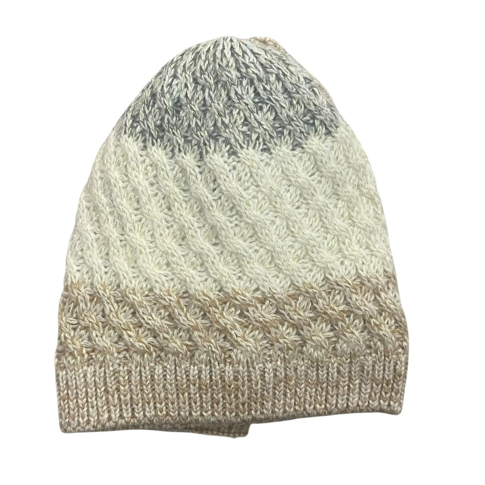 NWT Charlie Paige Ombre Knit Beanie Arm Cuff Set Womens OS Cream Gray Neutral - Image 3