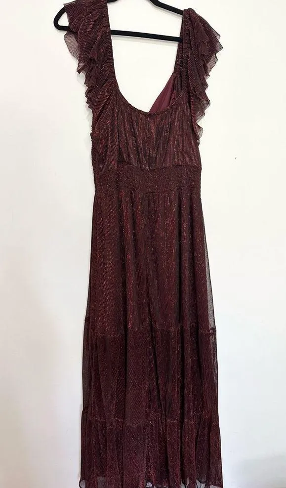 Altar'd State Altered states arula plus size 3X Burgandy long Maxi dress wedding guest fall - Image 4