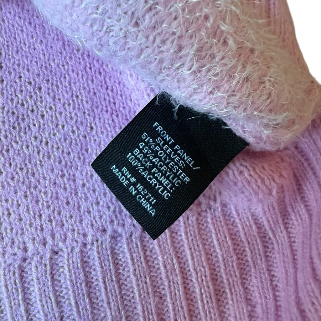 33 Degrees Pink White Preppy Barbie Snowflake Heart Winter Fuzzy Knit Sweater Size L - Image 6