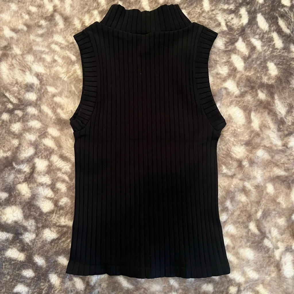 Dressed in LALA Ribbed Mock Neck Tank Black - Image 2