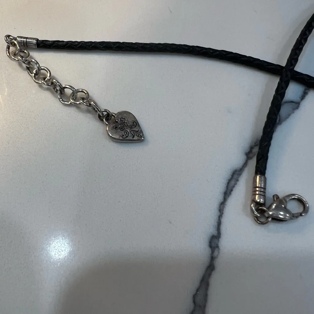 Brighton Silver Heart Necklace on Black Cord - Image 4