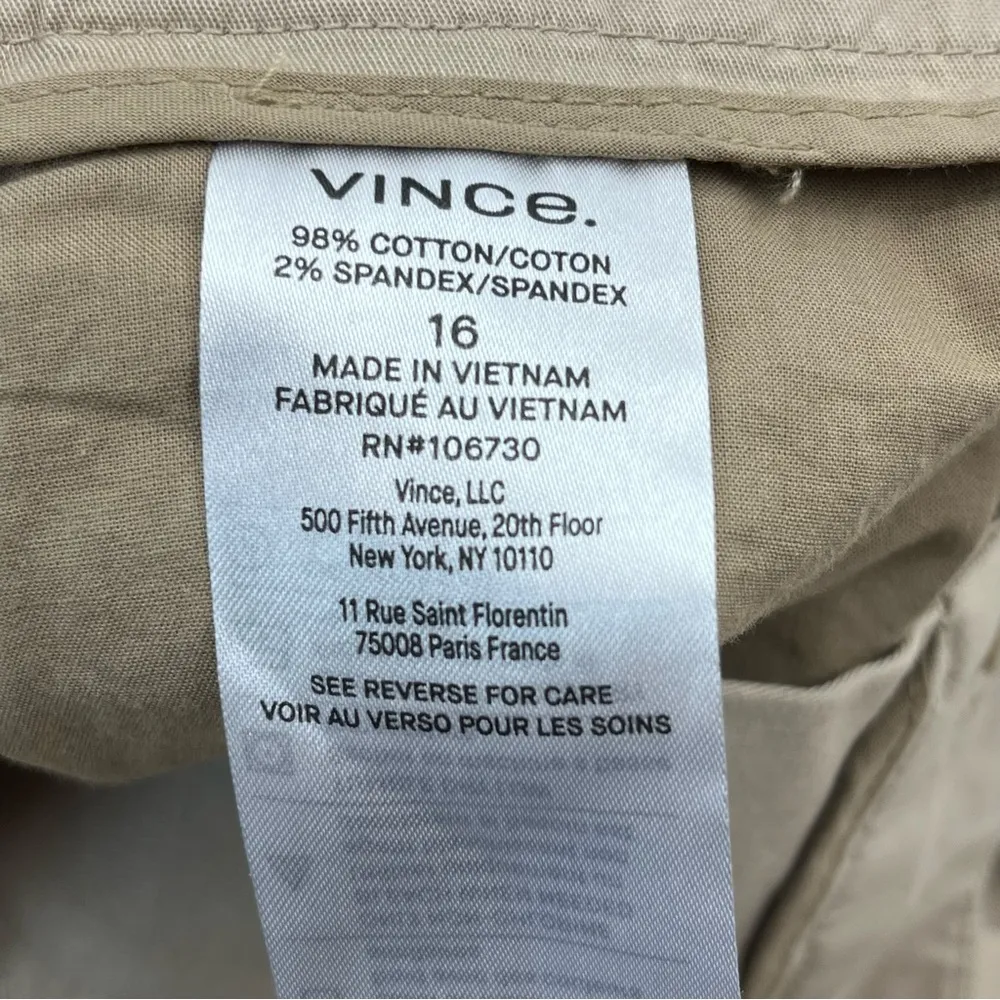 Vince Stretch Cotton Mid-Rise Bermuda Short Womens Size 16 Tan Khaki Coastal NEW - Image 3