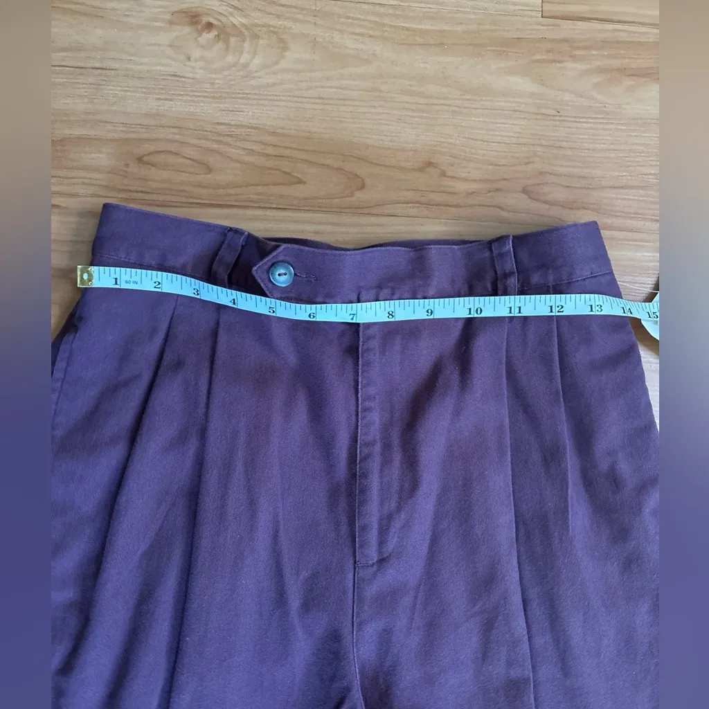 VTG LIZ Claiborne LIZSPORT purple cotton high waist straight pleated slacks Sz10 - Image 6
