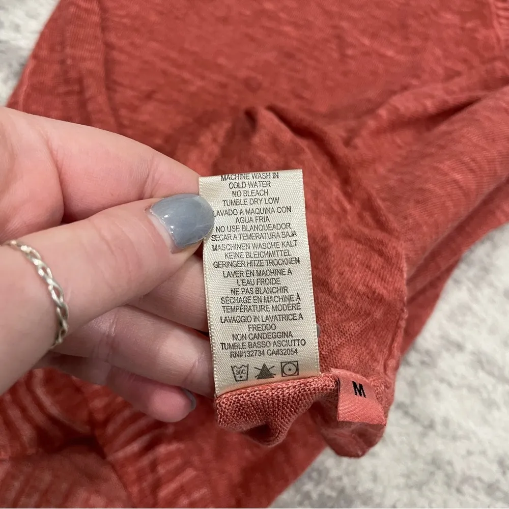 Cloth & Stone by Anthropologie Red Tie Linen Short Sleeve Shirt - Image 9