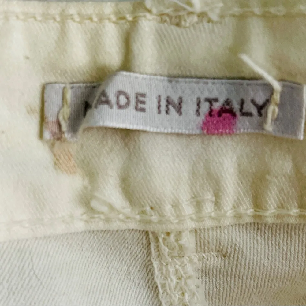 Made in Italy Summer pants CRUSH jeans white flower rose butterflies writing Size L - Image 16