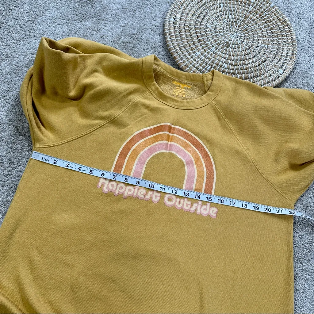 alpenglow Women’s Happiest Outside Crewneck Sweatshirt Longsleeve in Mustard XL Yellow - Image 12