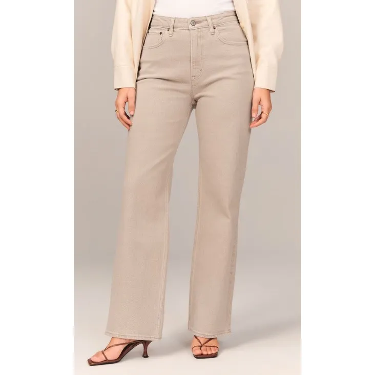 Abercrombie & Fitch Curve Love High Rise 90s Relaxed Jean Oat Size‎ 32/14 NWT - Image 2