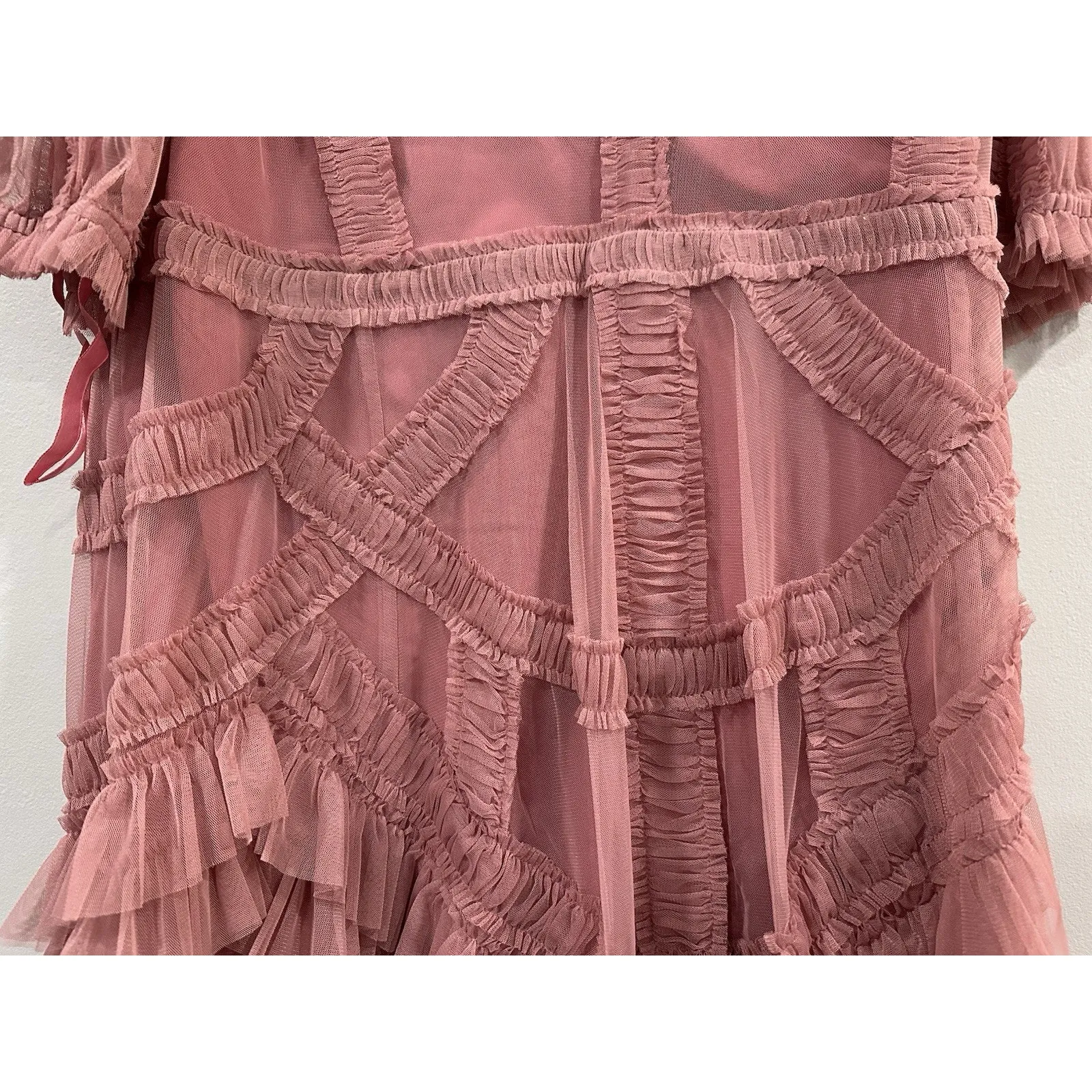 Mac Duggal 8058 Rose Pink 8058 Short Sleeve Tulle Ruffle Sz 20 NEW - Image 3