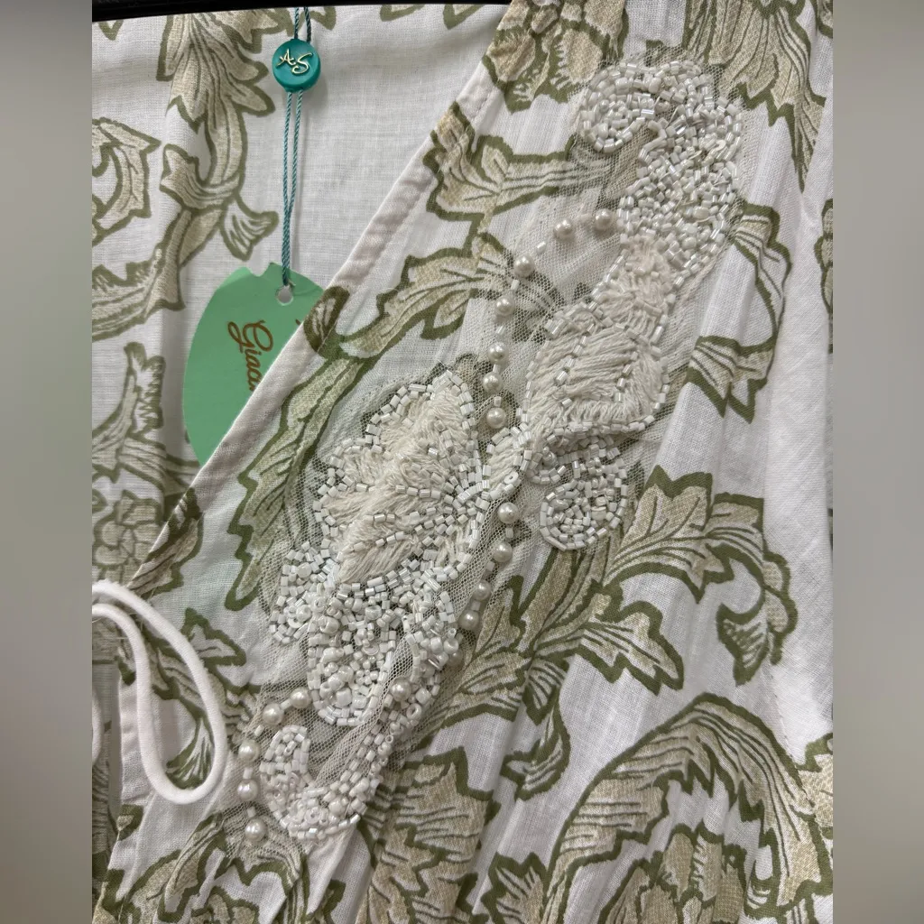 Beautiful Bohemian Dress with Floral Patterns sz One size nwt White - Image 2