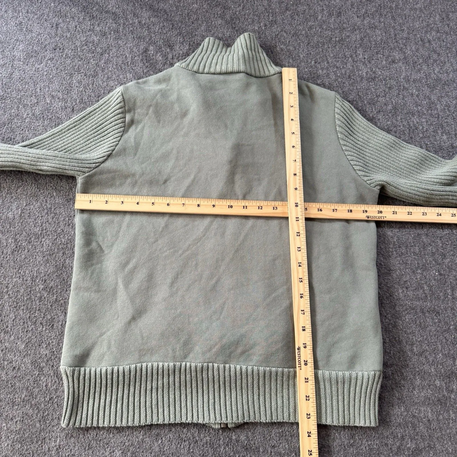 Columbia Knit Sweater Women Size Medium Green Full-Zip Stretch Mock Neck Pockets - Image 7