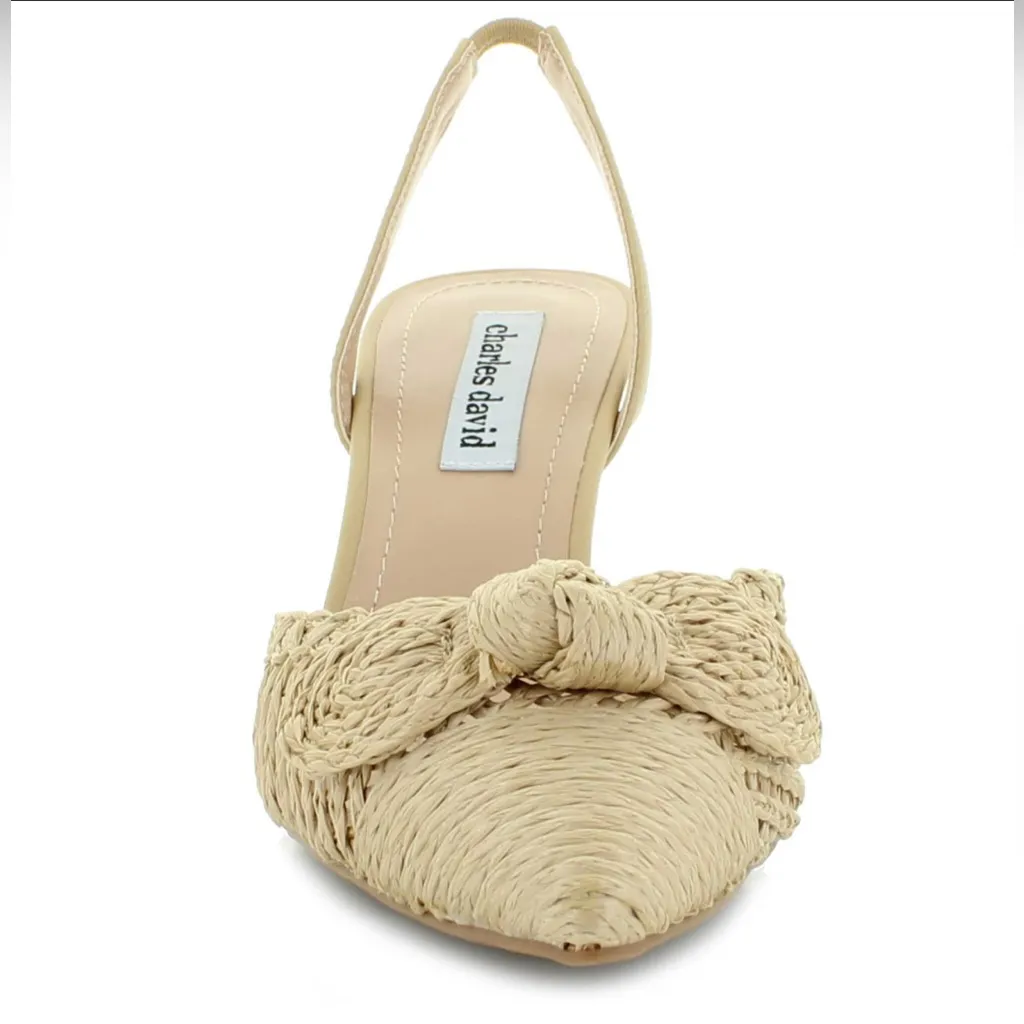 Charles David  Allyson Raffia Slingback Pump Heel Shoes Size 8.5 NEW - Image 3