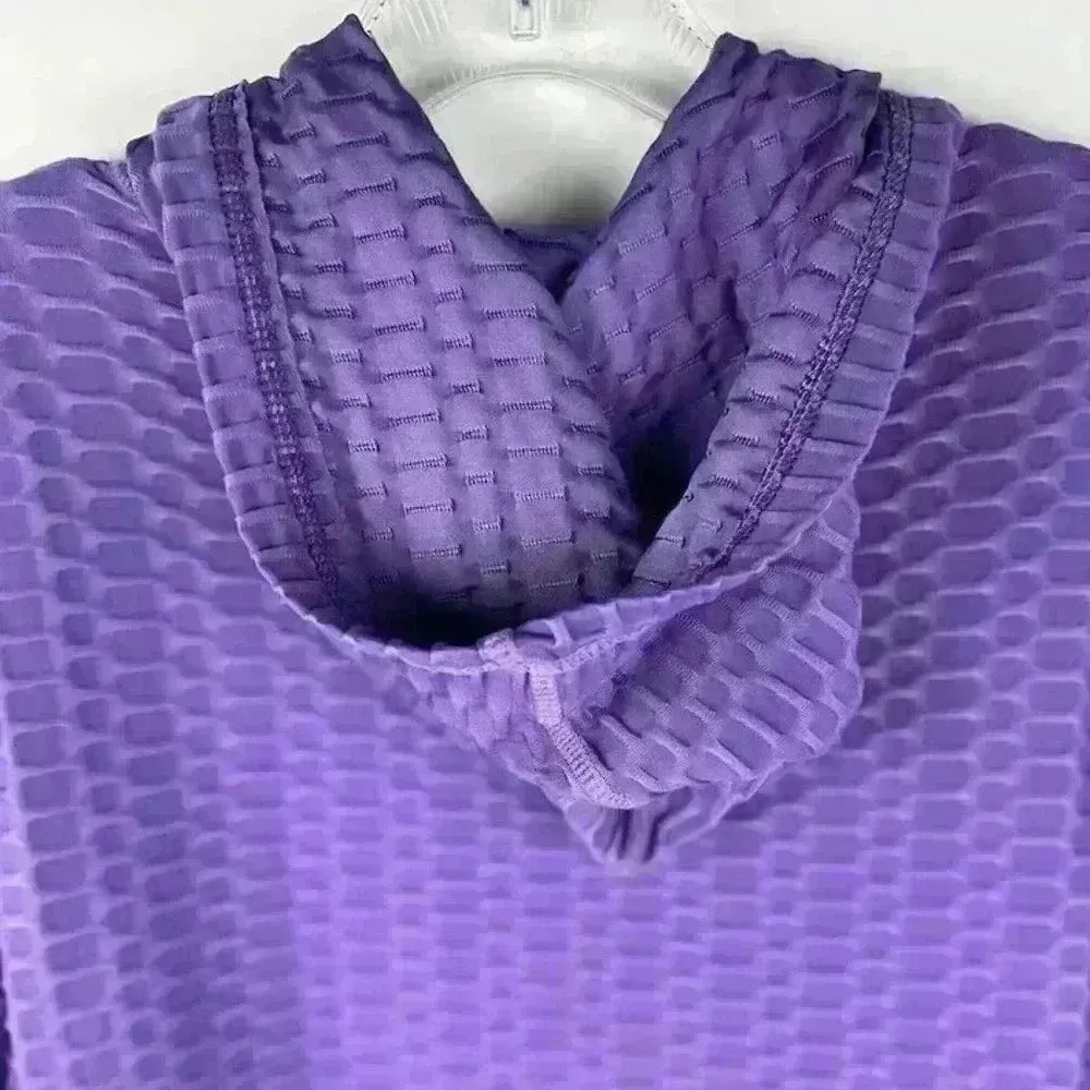 New Mix Women's Purple Textured Full-Zip Hoodie Size S Active Top - Image 6