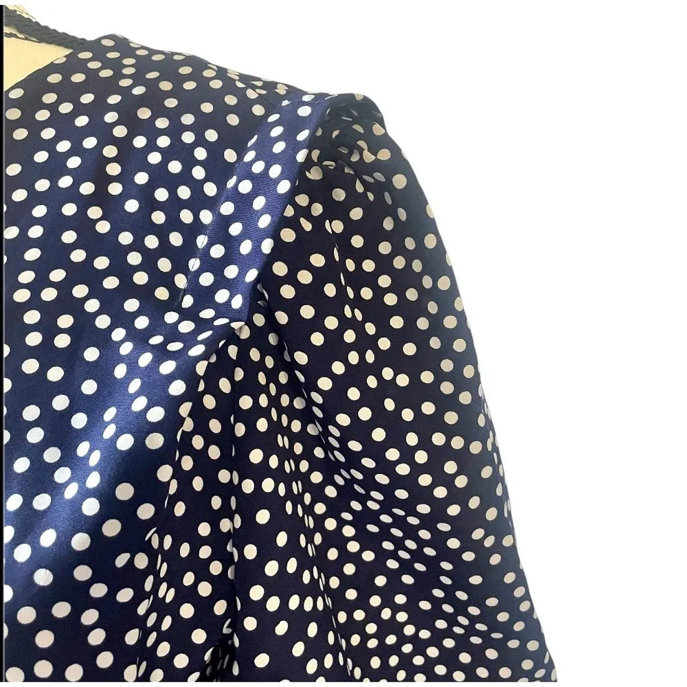 Vintage Breli Originals Navy Blue Polka Dot Dress ILGWU Union Made Dress Size 12 - Image 4