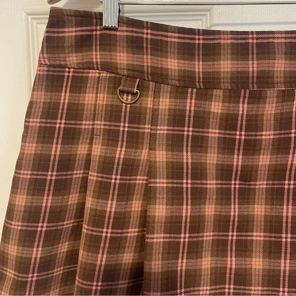 Y2K Vintage Brown Pink Plaid Mini Skirt Old Navy Low Rise Pleated Preppy 2000s - Image 3