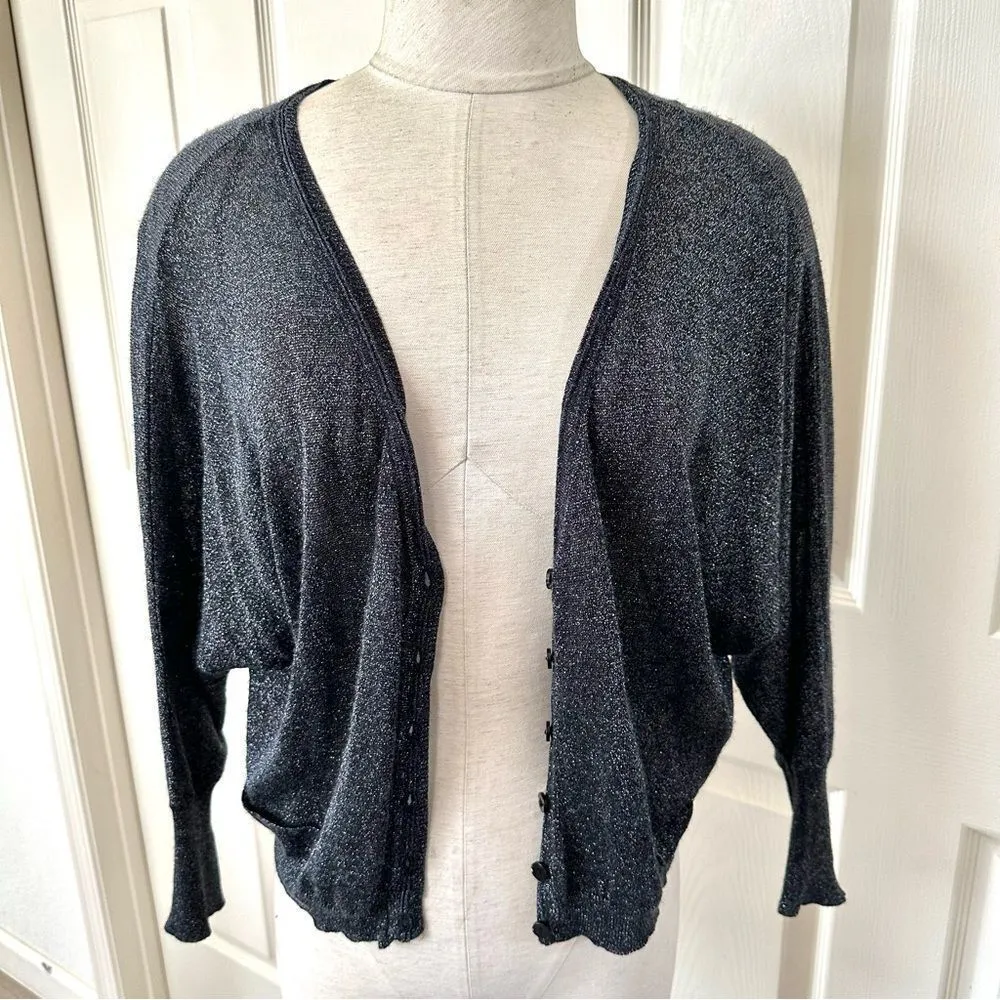Free People black glitter button cardigan - Image 4