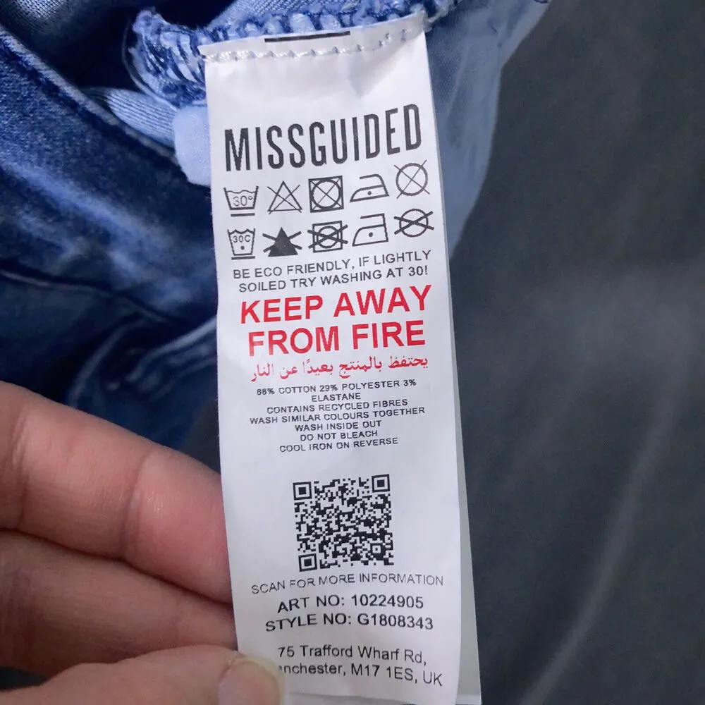 Missguided Jean Skirt Women 6 Blue Medium Wash Mini Cotton Blend Zipper Casual - Image 6