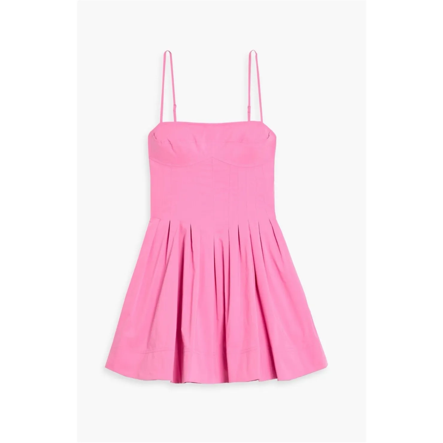 Jonathan Simkhai Kitt Mini Dress Womens 4 Pink Pleated Cotton Poplin Fit Flare - Image 3