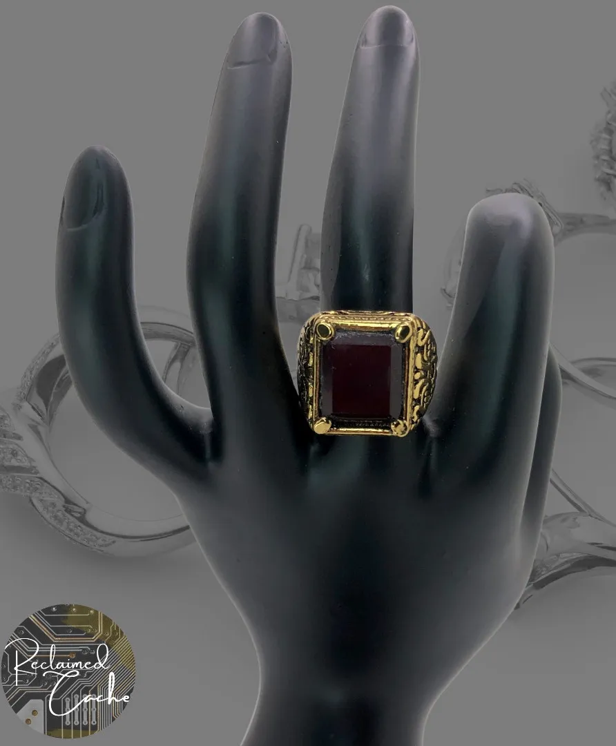Gold and Red Boho Ring with Stone - Image 2