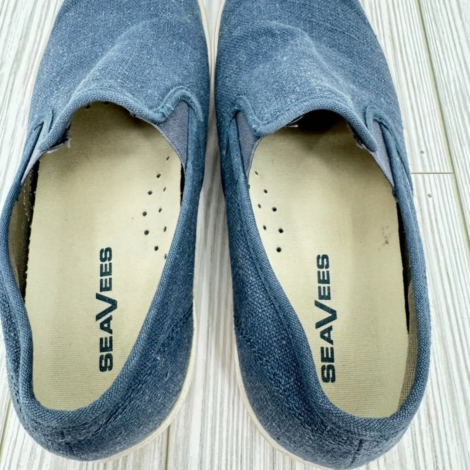 SeaVees Baja women's 7.5 standard blue linen slip on sneakers shoes 7.5 - Image 6