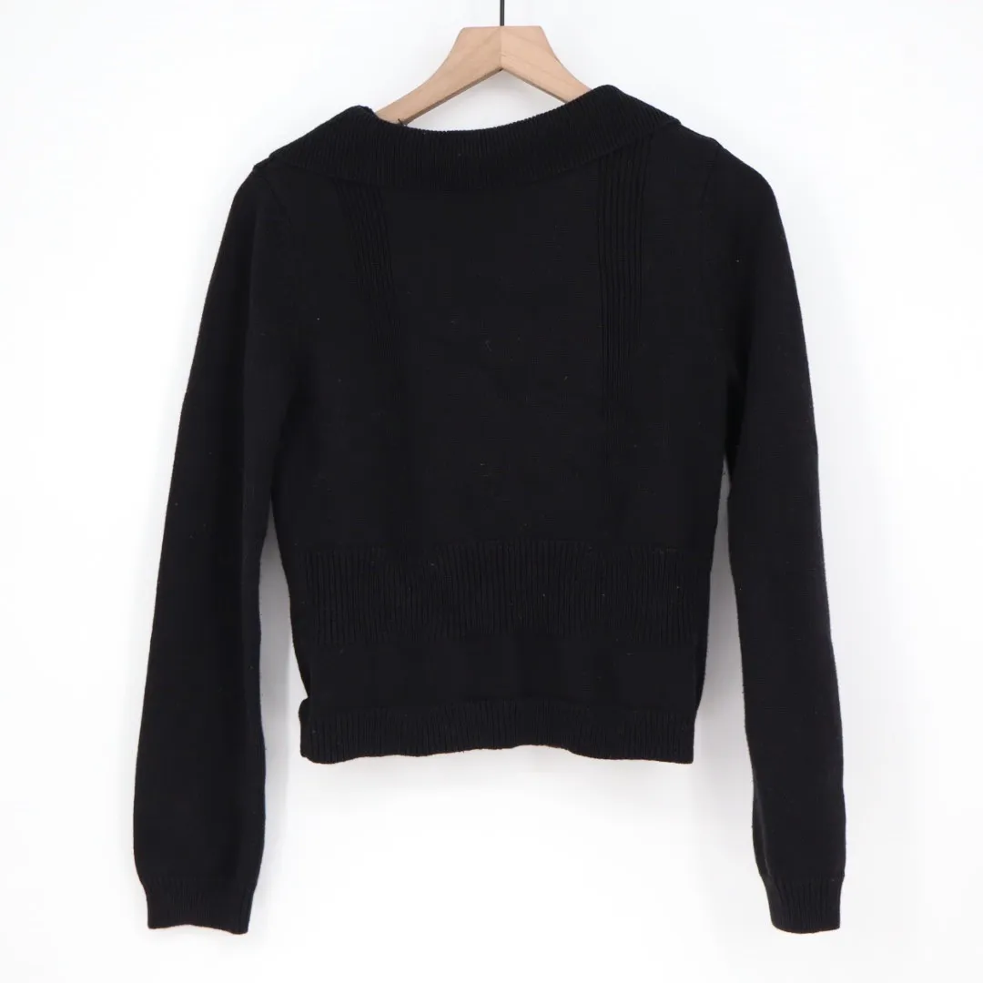 Mossimo Black Knit Button Front Cardigan Jacket Blazer Style Pockets Size M - Image 6