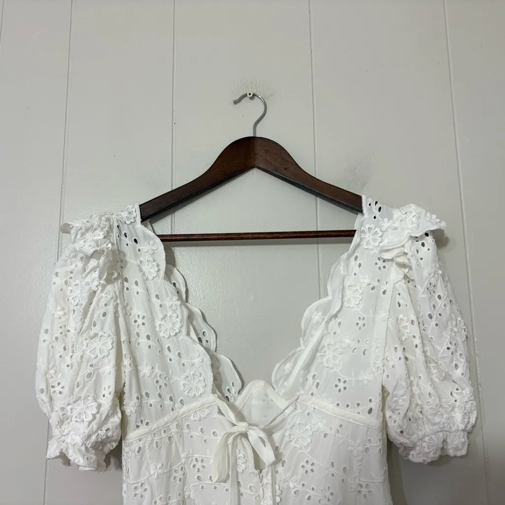For Love & Lemons White Natalia Puff Sleeve Mini Dress Size S Romantic & Femenine - Image 4