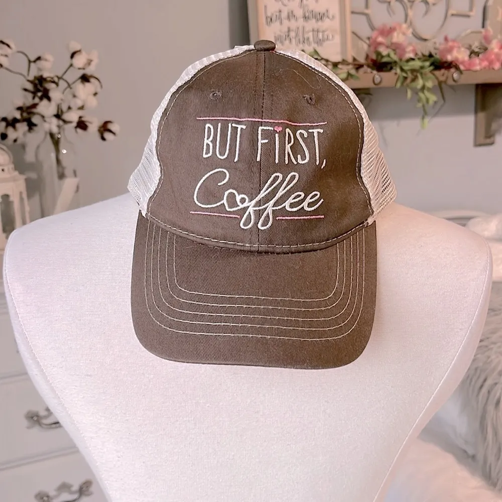 infinity But First Coffe Hat Baseball Cap Adjustable Womens New - Image 2