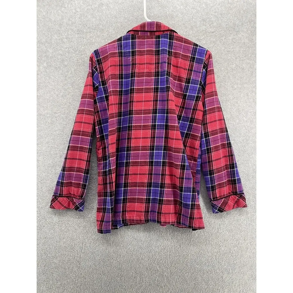 Victoria's Secret Women's Pajama Top Red Plaid Size Medium Button Front Cotton - Image 2