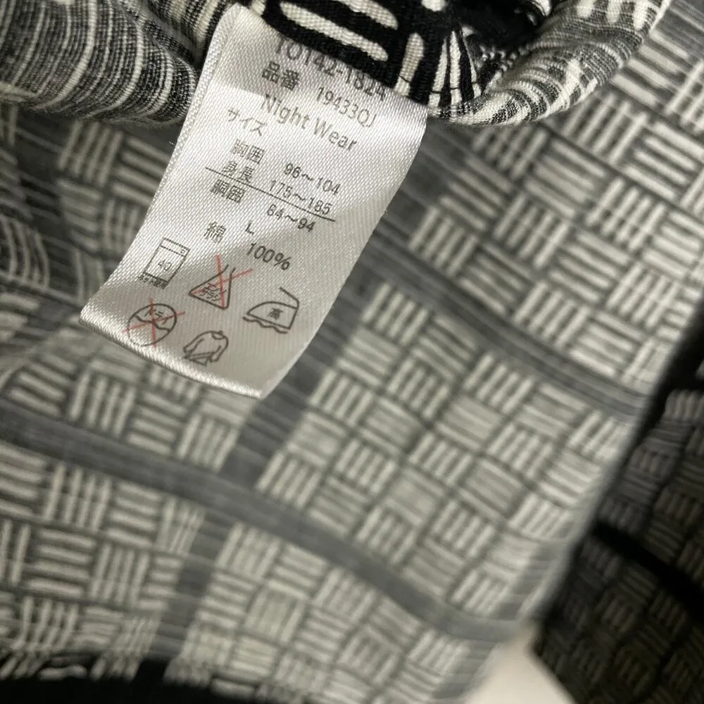 Hiroko Koshino Relaxing Kimono Robe Black White Cotton Tie Printed Japanese Size undefined - Image 10