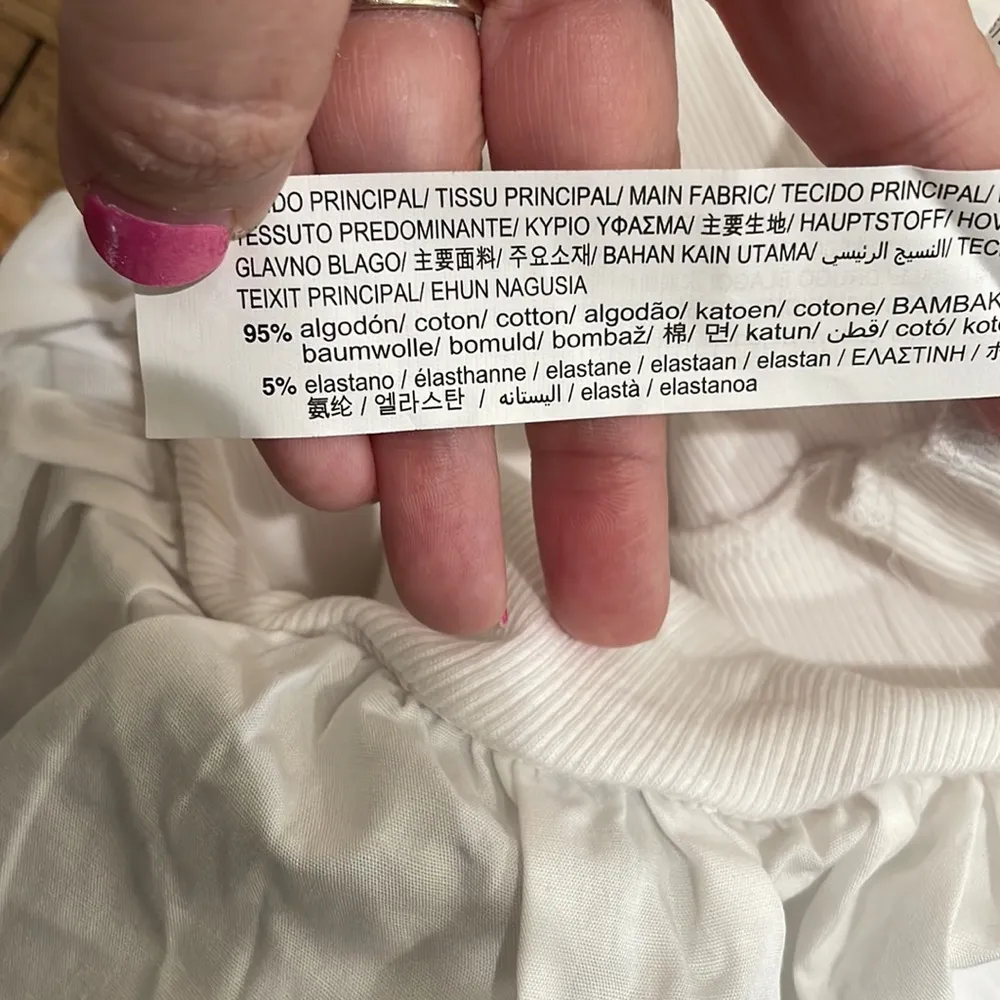 Zara Ribbed Ruffled Asymmetrical Thong Bodysuit White Size Large New - Image 7