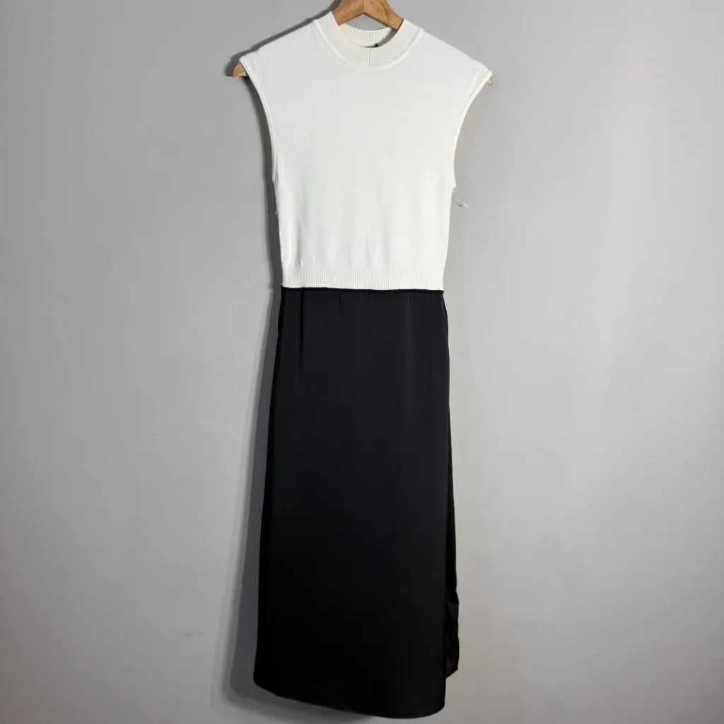 Hugo Boss Ferdola Mixed Media Midi Dress Women's XS Ivory Black Career Chic NWOT - Image 8