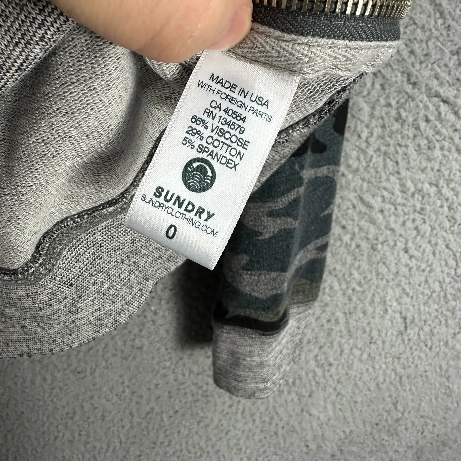 Sundry Sweatshirt 0 Grey Camo Knit Zip Side Streetwear Casual Chic Lounge Top - Image 6